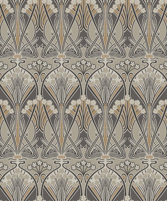 Seabrook Designs Dragonfly Damask Bronze & Smoke Wallpaper ET12406