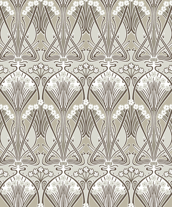 Seabrook Designs Dragonfly Damask Warm Pewter Wallpaper Sample ET12416