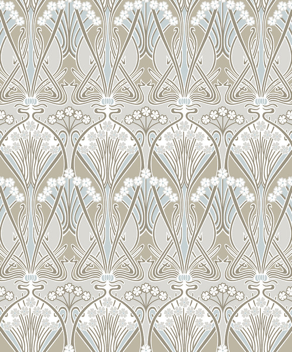 Seabrook Designs Dragonfly Damask Soft Taupe & Blue Mist Wallpaper ET12424