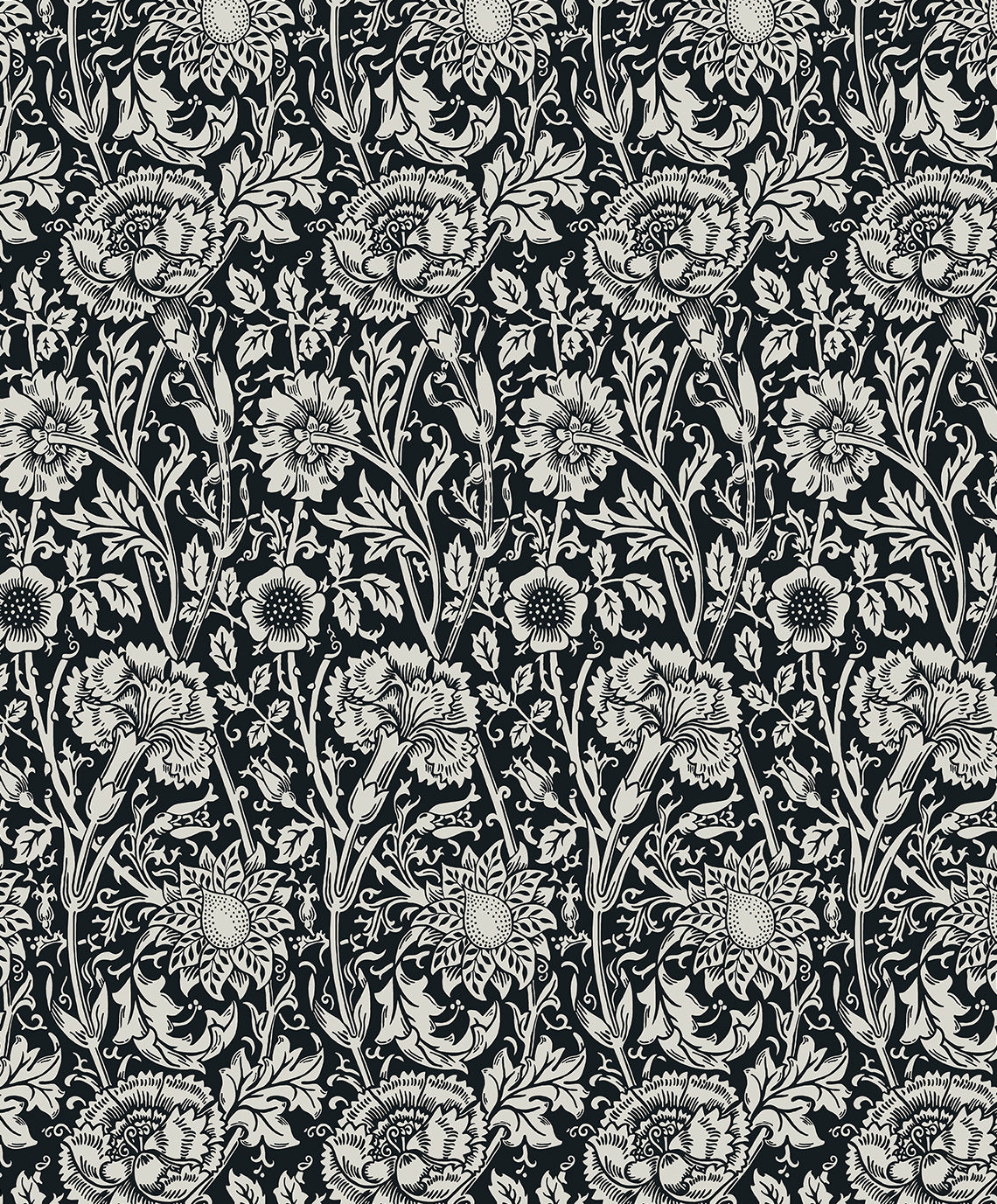 Seabrook Designs Tonal Floral Trail Ebony Wallpaper ET12500