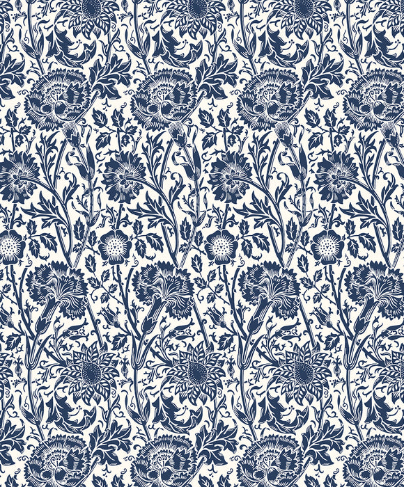 Seabrook Designs Tonal Floral Trail Navy Blue Wallpaper Sample ET12502