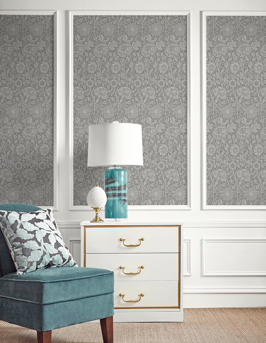 Seabrook Designs Tonal Floral Trail Argos Grey Wallpaper Sample ET12507