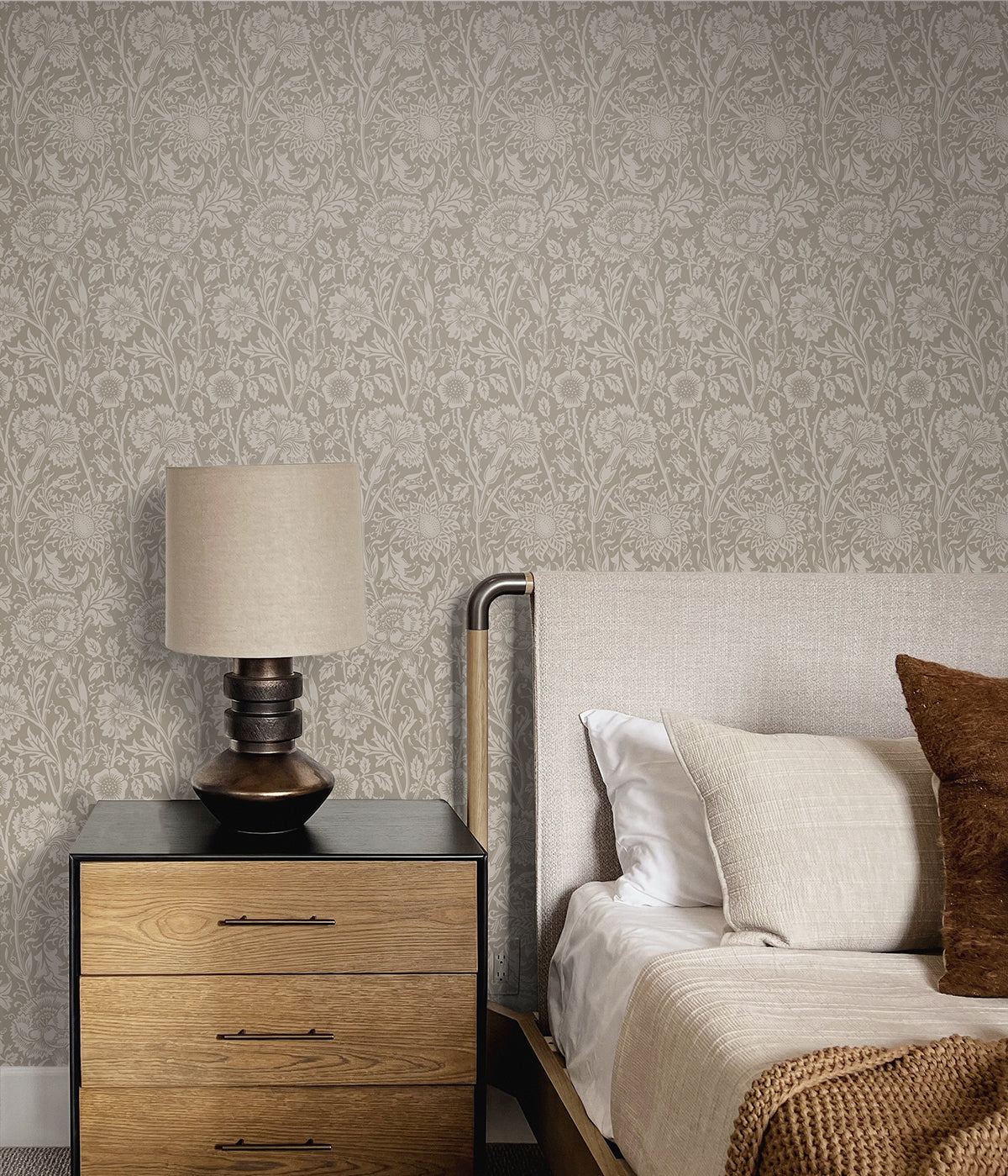 Seabrook Designs Tonal Floral Trail Taupe Wallpaper ET12508