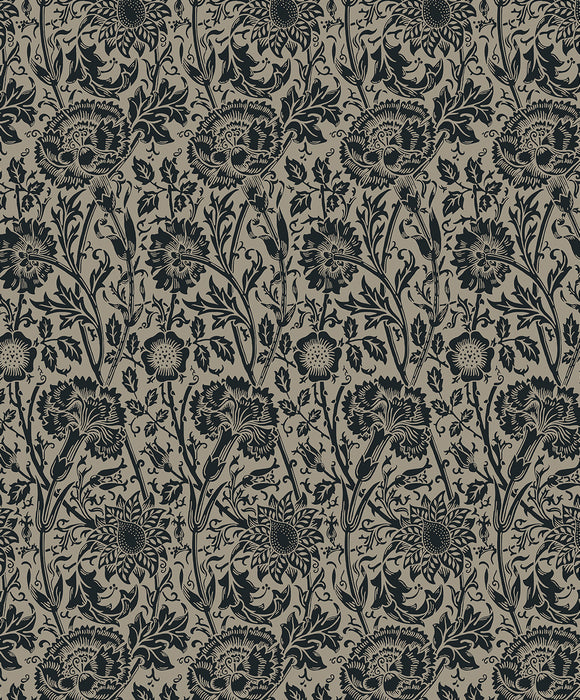 Seabrook Designs Tonal Floral Trail Taupe & Ebony Wallpaper ET12518