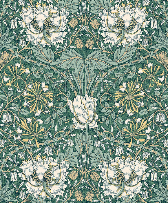 Seabrook Designs Ogee Flora Everglades & Buttercup Wallpaper Sample ET12604