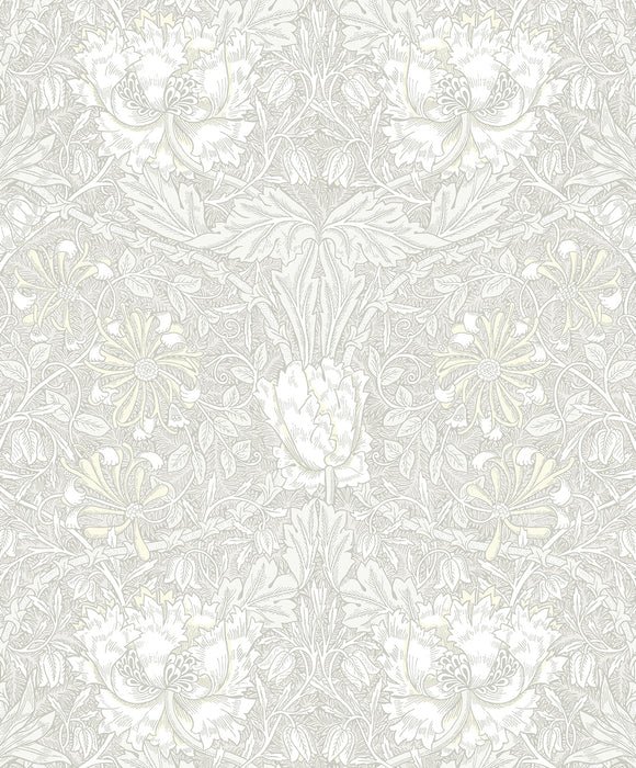 Seabrook Designs Ogee Flora Swiss Coffee & Light Grey Wallpaper Sample ET12605