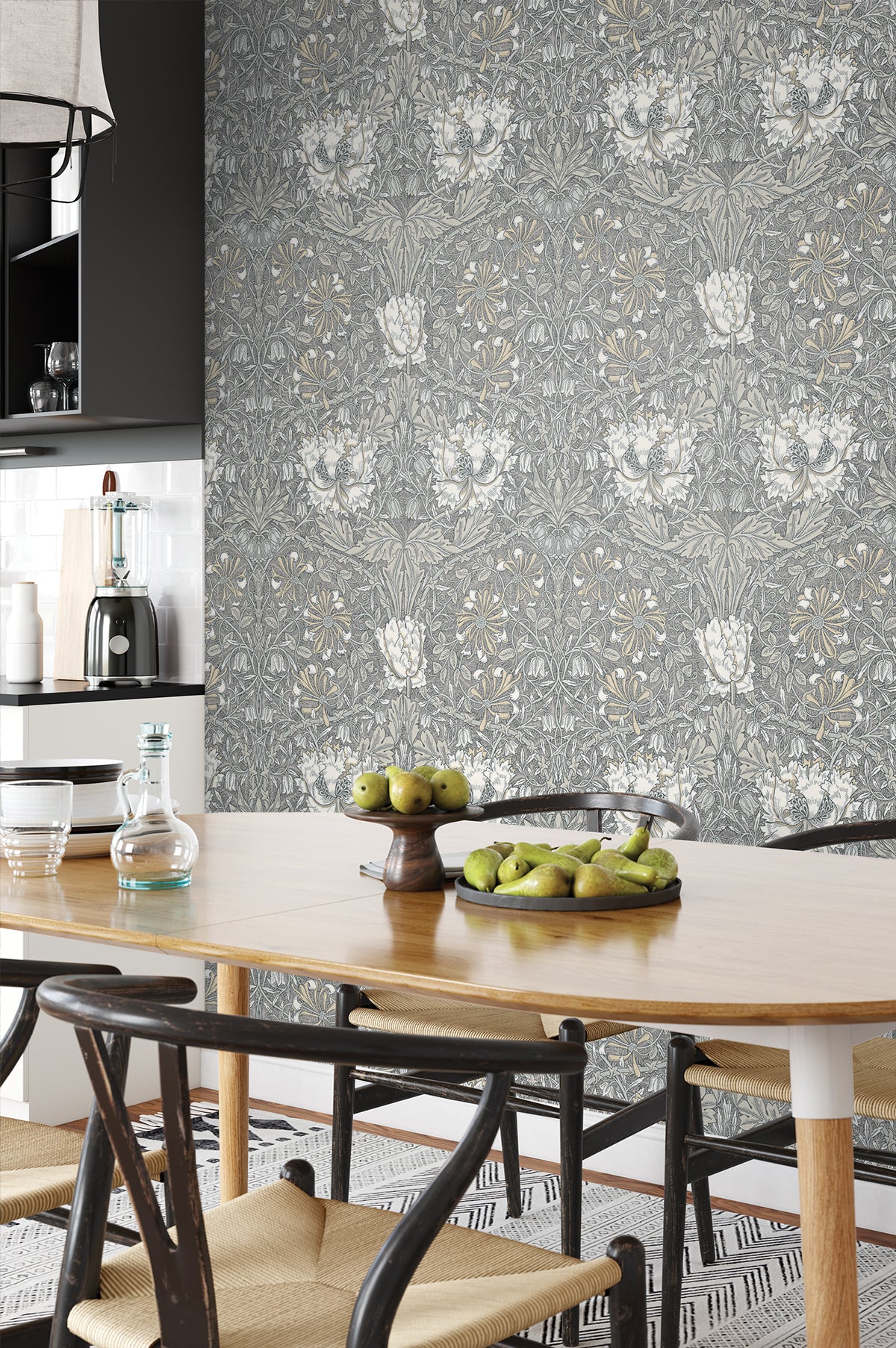 Seabrook Designs Ogee Flora Stone Grey & Desert Sand Wallpaper ET12607