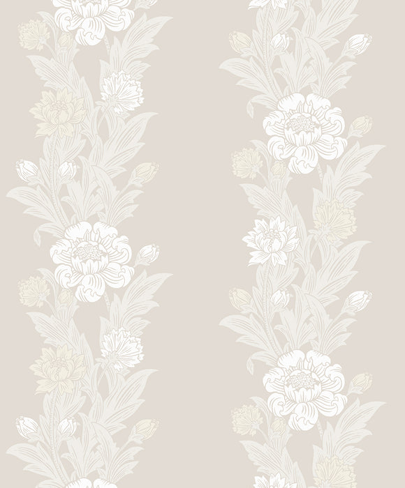 Seabrook Designs Blooming Stripe Swiss Coffee Wallpaper ET12705