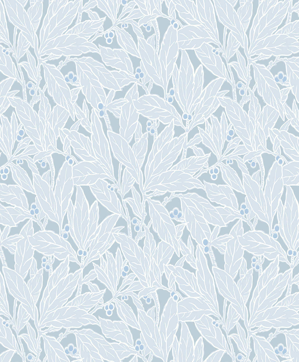 Seabrook Designs Leaf And Berry Powder Blue Wallpaper ET12802