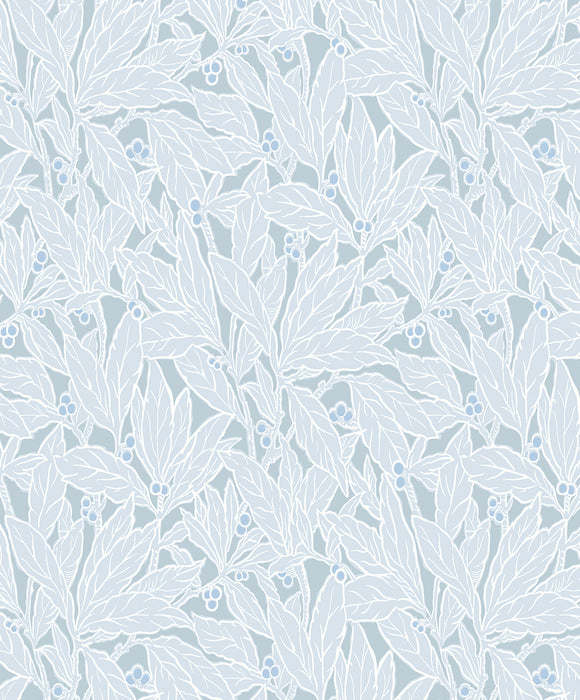 Seabrook Designs Leaf And Berry Powder Blue Wallpaper Sample ET12802