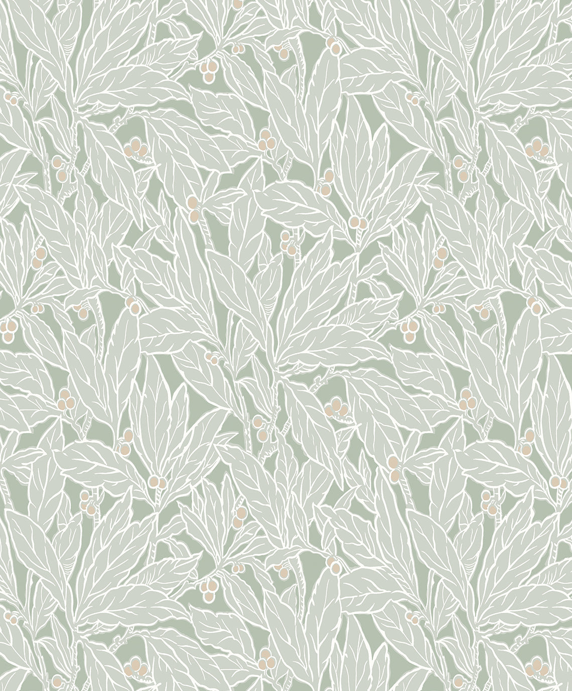 Seabrook Designs Leaf And Berry Spearmint Wallpaper ET12804