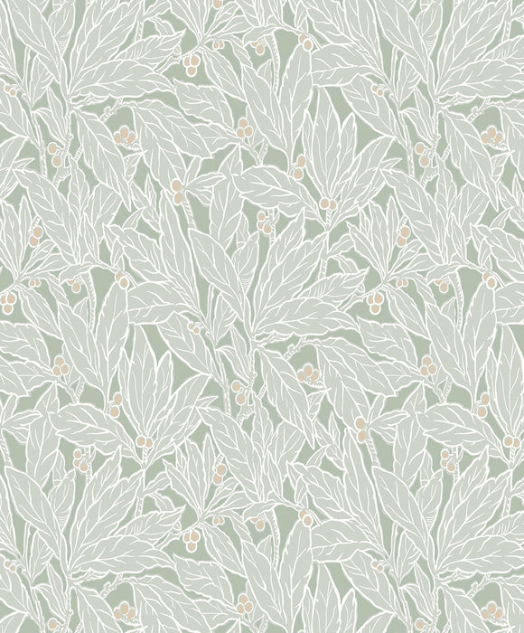 Seabrook Designs Leaf And Berry Spearmint Wallpaper ET12804