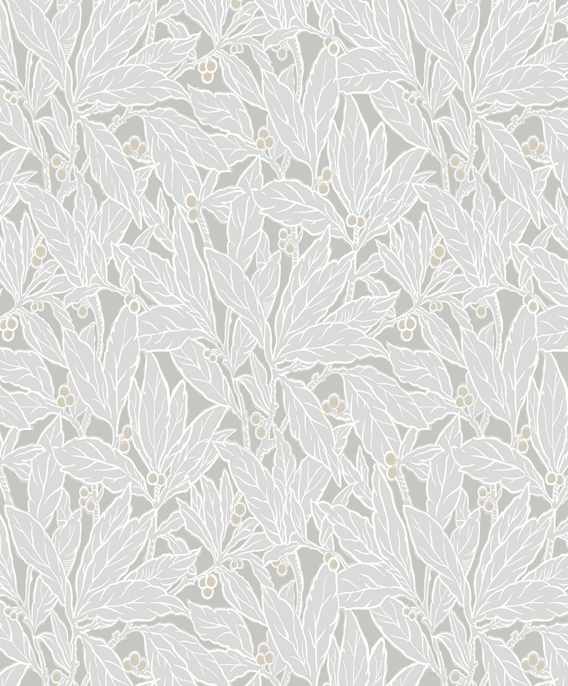 Seabrook Designs Leaf And Berry Daydream Grey Wallpaper ET12808