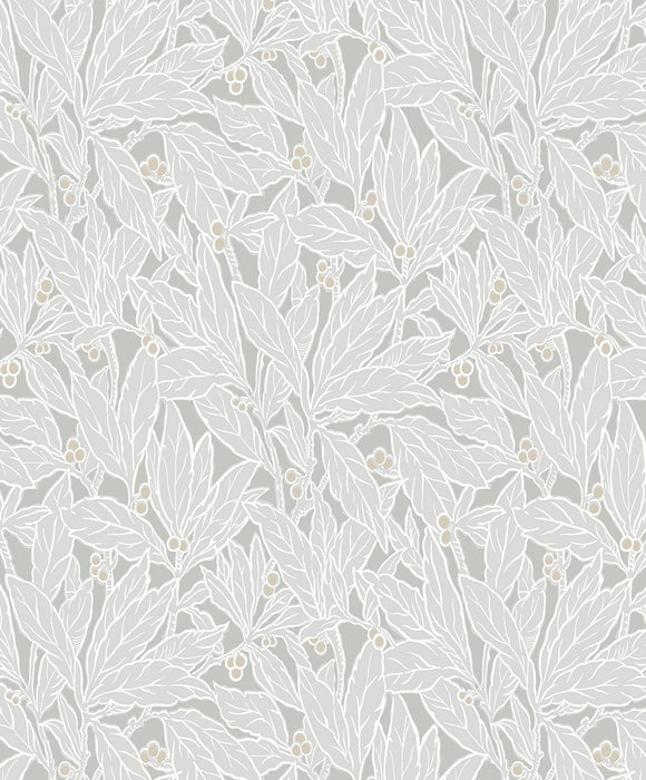 Seabrook Designs Leaf And Berry Daydream Grey Wallpaper Sample ET12808