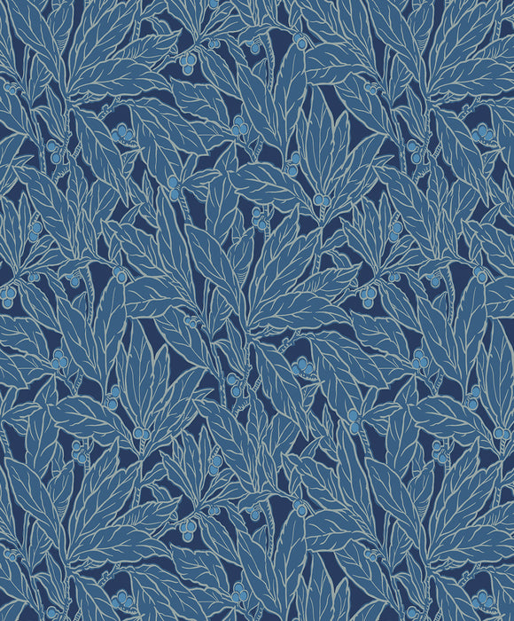 Seabrook Designs Leaf And Berry Marine Blue Wallpaper Sample ET12812