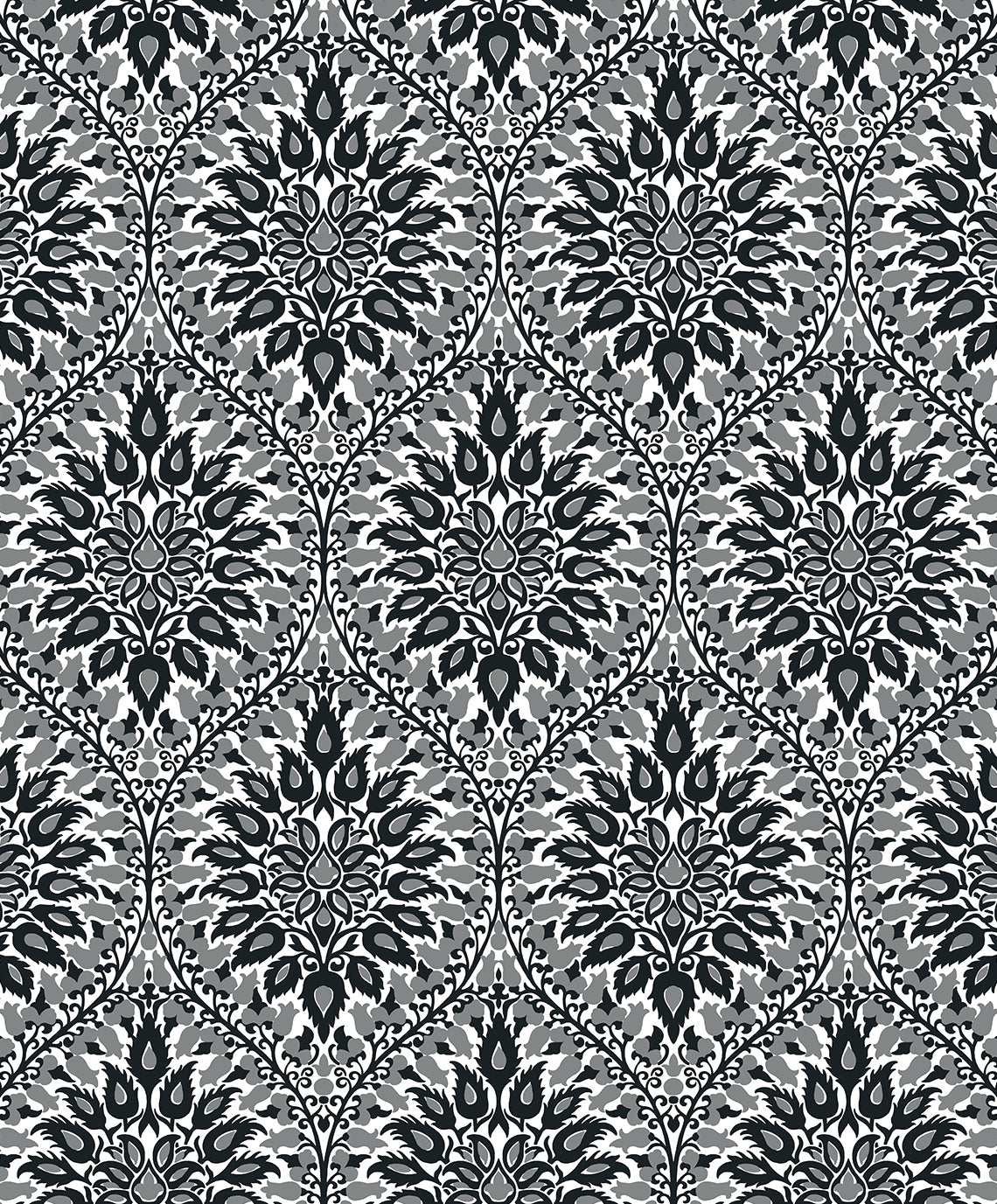 Seabrook Designs Luna Ogee Ebony & Argos Grey Wallpaper ET12900