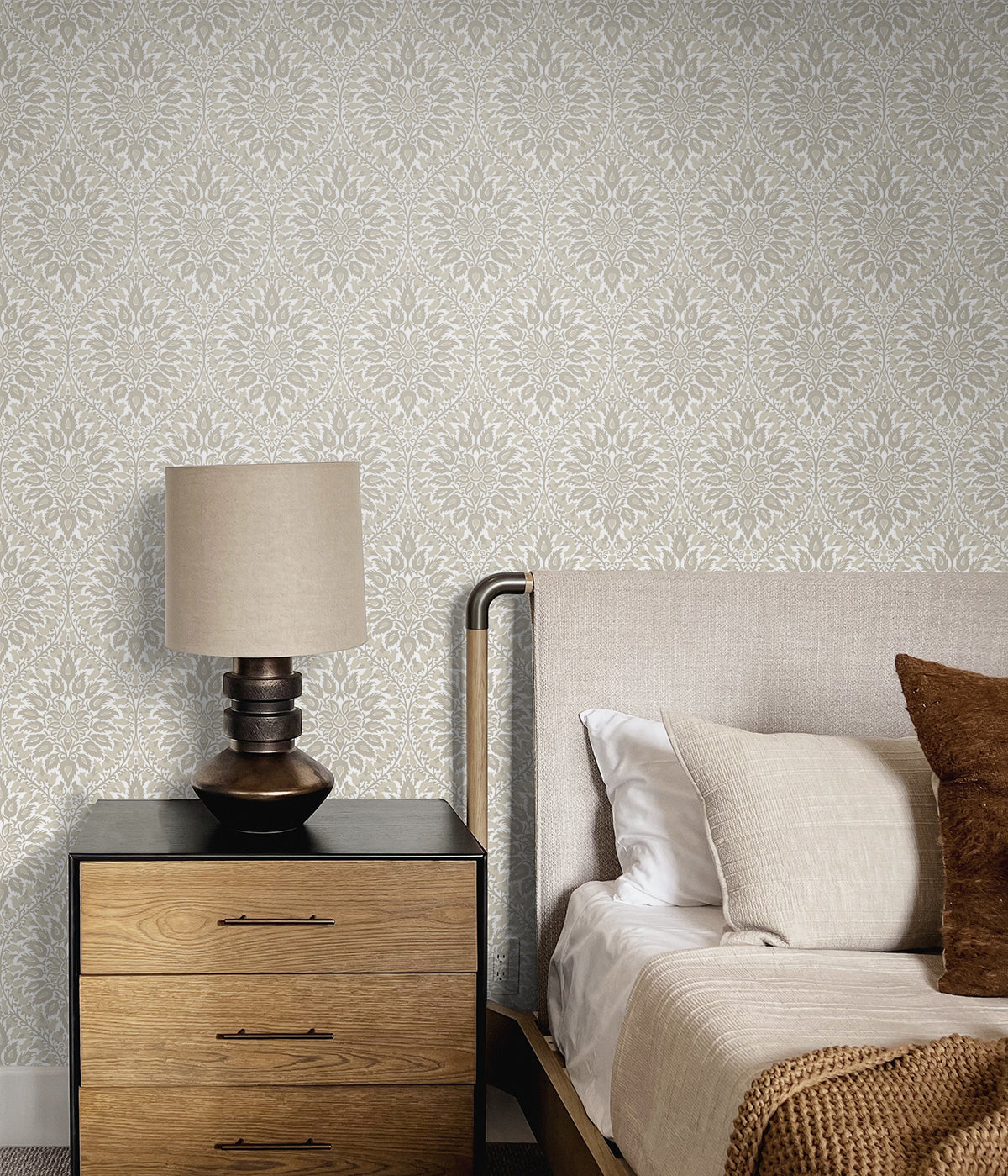 Seabrook Designs Luna Ogee Natural Cream Wallpaper ET12905