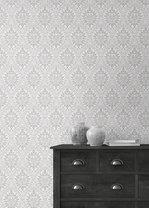 Seabrook Designs Luna Ogee Daydream Grey Wallpaper Sample ET12908