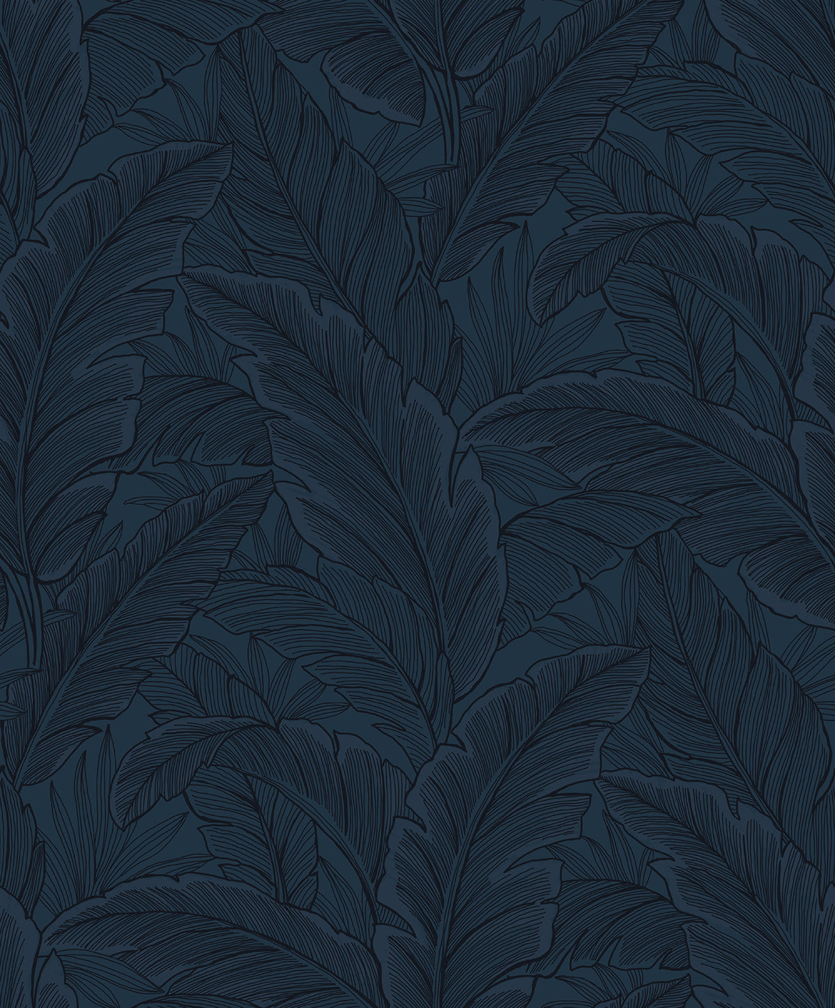 Seabrook Designs Gulf Tropical Leaves Navy Blue Wallpaper ET13002