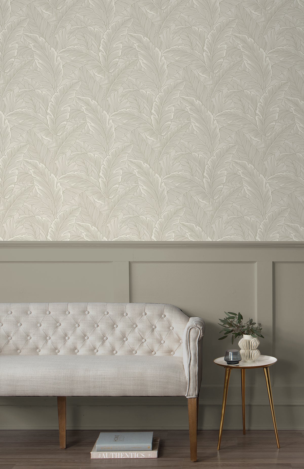 Seabrook Designs Gulf Tropical Leaves Crema Wallpaper ET13005