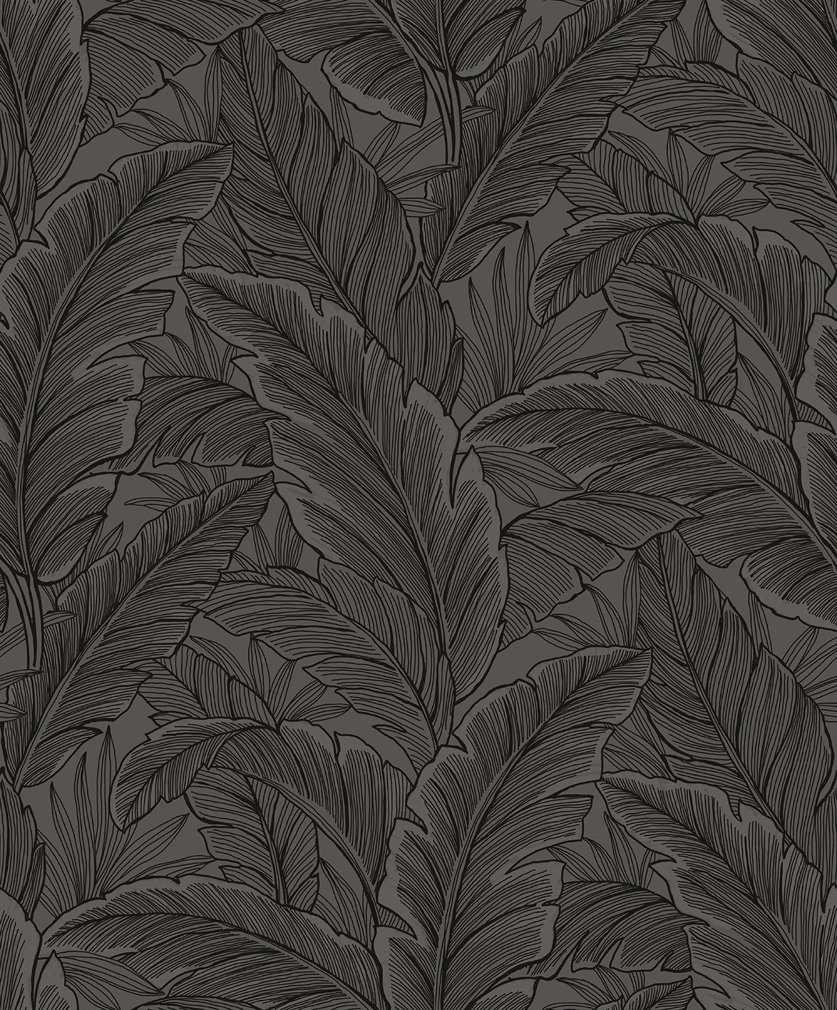 Seabrook Designs Gulf Tropical Leaves Slate Grey Wallpaper ET13008