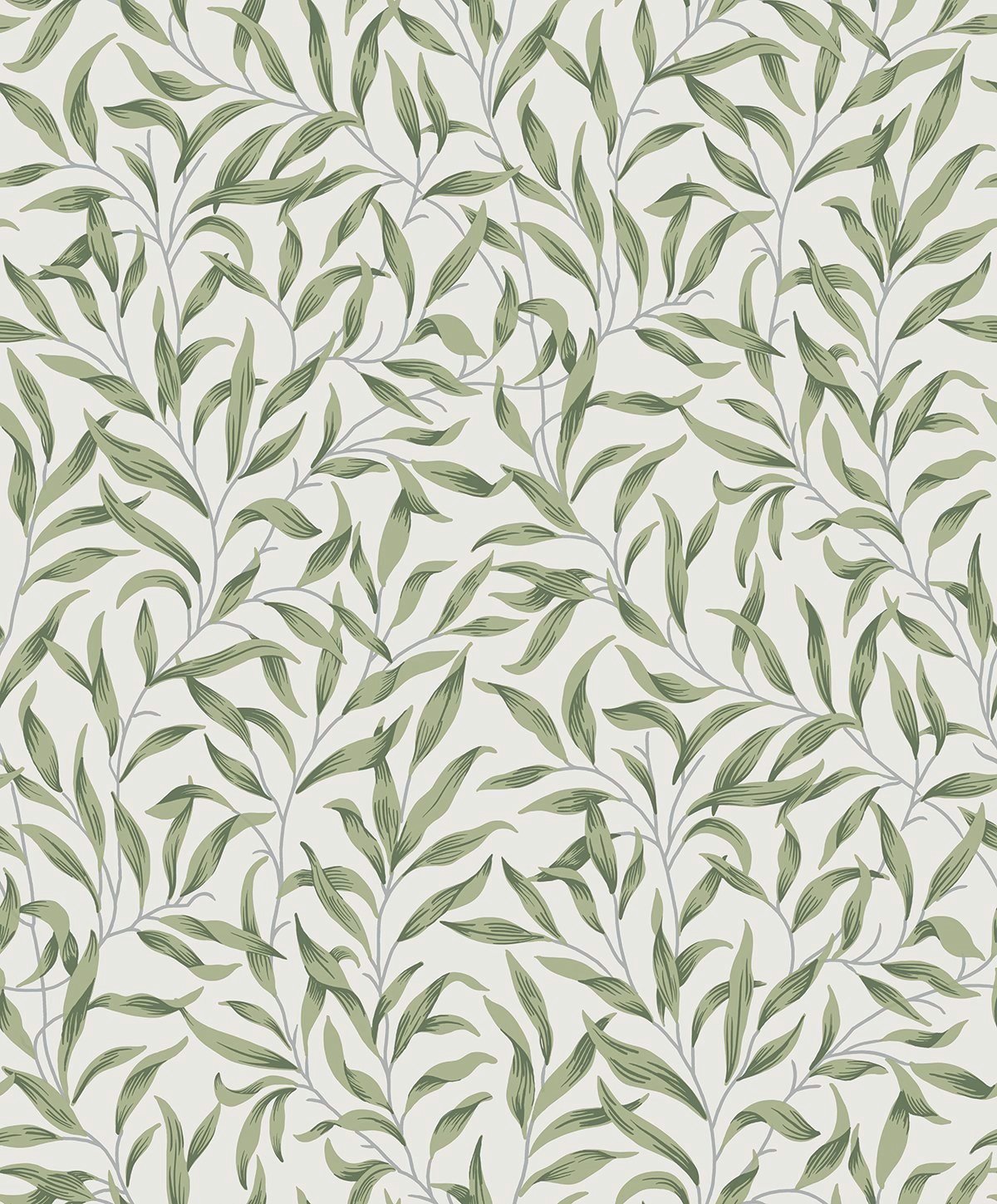 Seabrook Designs Willow Leaves Sprig Green Wallpaper ET13304