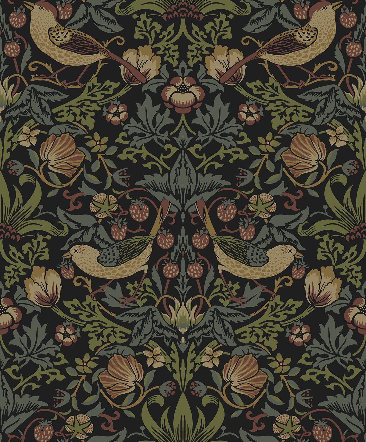 Seabrook Designs Strawberry Meadow Black Wallpaper ET13401