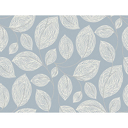 York Contoured Leaves Indigo Blue Wallpaper EV3925