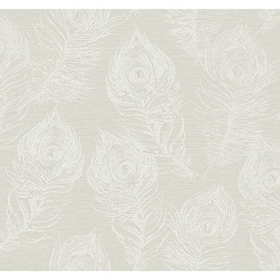 York Regal Peacock White Wallpaper EV3944