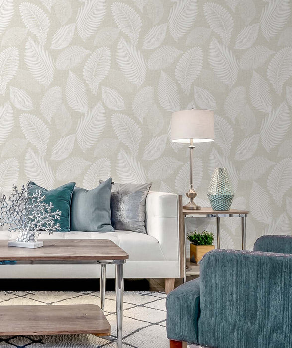 Seabrook Designs Tossed Leaves Warm Sand Wallpaper EW10005