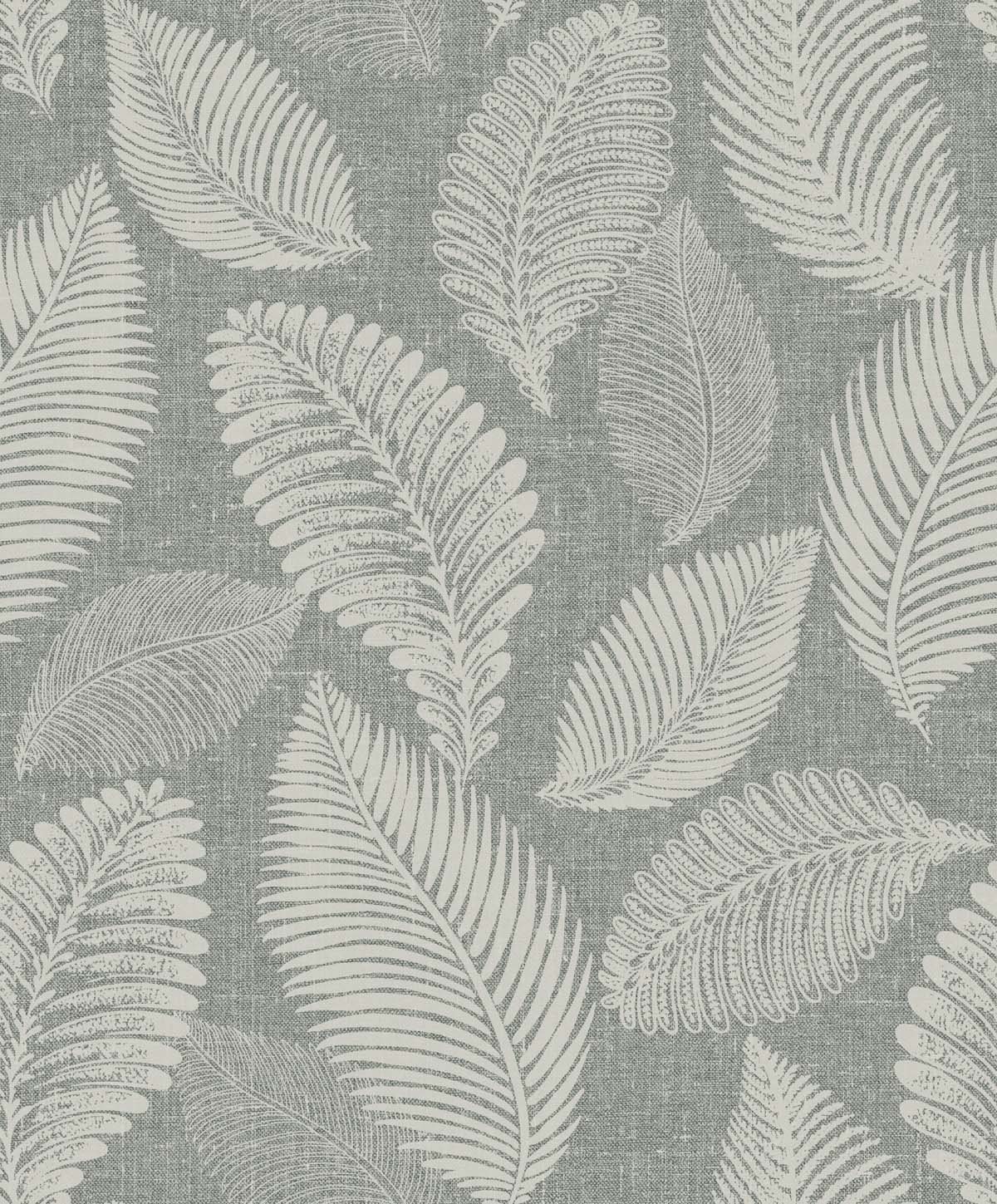 Seabrook Designs Tossed Leaves Charcoal Linen Wallpaper EW10010