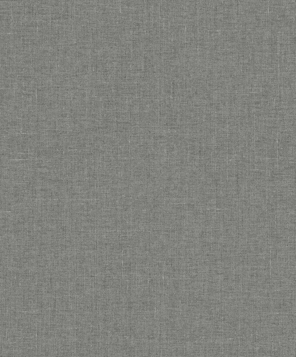 Seabrook Designs Abington Faux Linen Sleek Charcoal Wallpaper EW10110