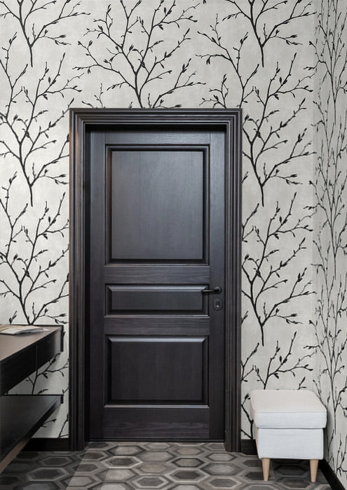 Seabrook Designs Avena Branches Contrast Wallpaper Sample EW10200