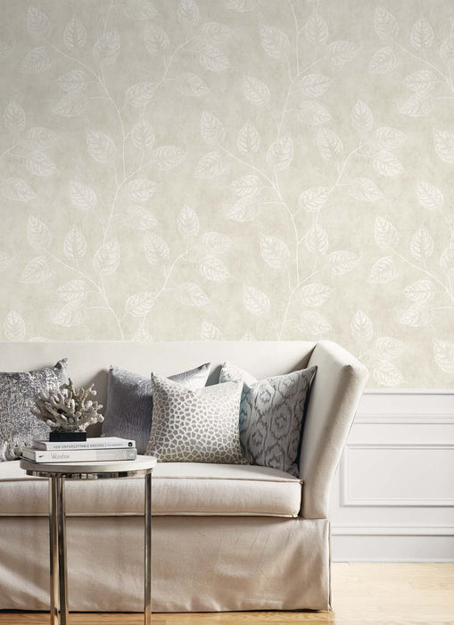 Seabrook Designs Branch Trail Silhouette Raw Linen Wallpaper Sample EW10800