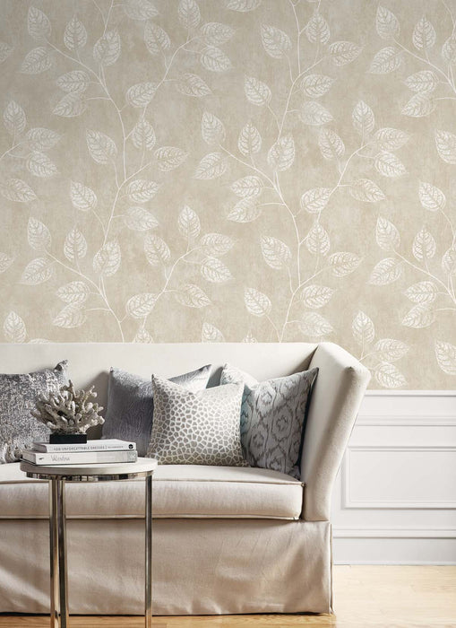 Seabrook Designs Branch Trail Silhouette Summer Sand Wallpaper Sample EW10805