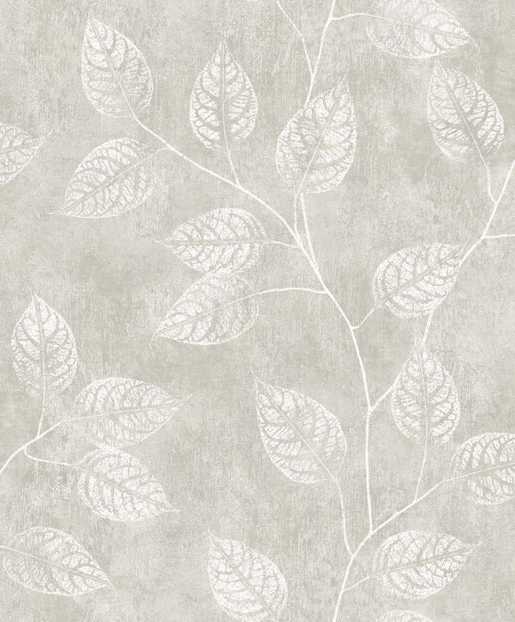 Seabrook Designs Branch Trail Silhouette Grey Taupe Wallpaper Sample EW10807