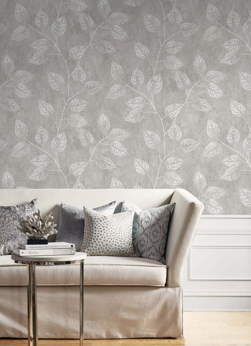 Seabrook Designs Branch Trail Silhouette Slate Wallpaper EW10808