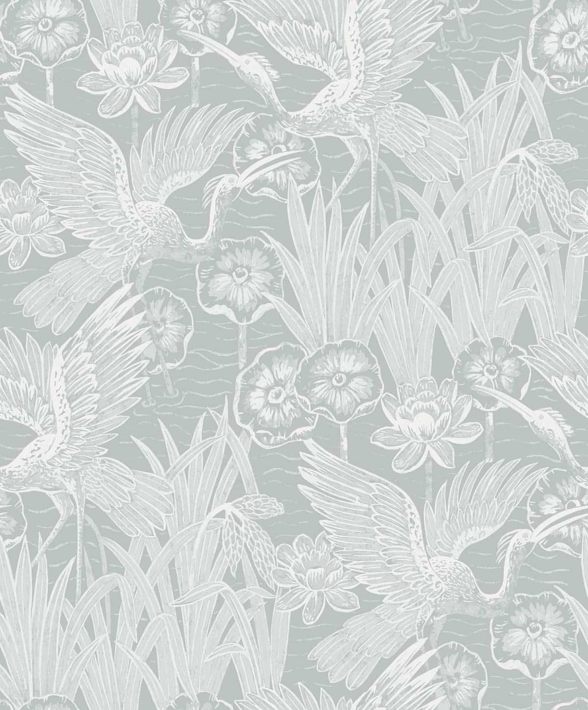 Seabrook Designs Marsh Cranes Mist Wallpaper EW11018