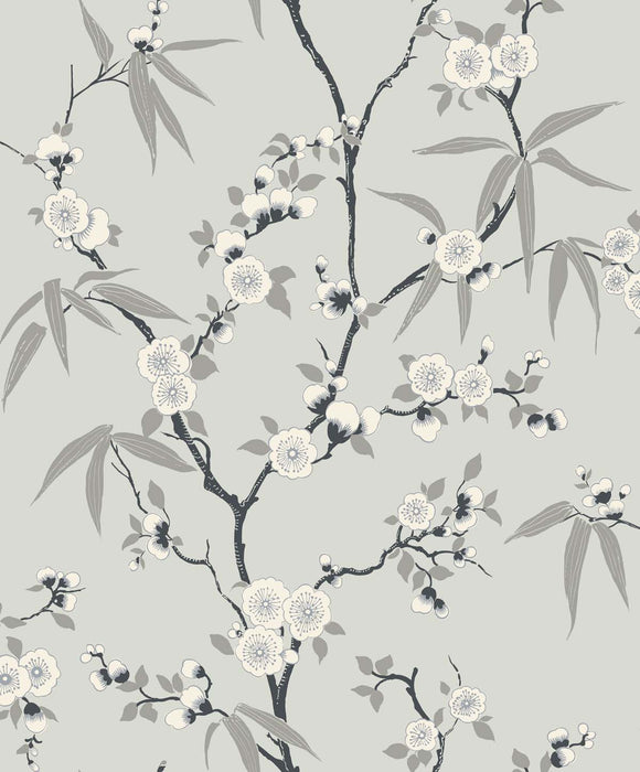 Seabrook Designs Floral Blossom Trail Stormy Wallpaper Sample EW11100