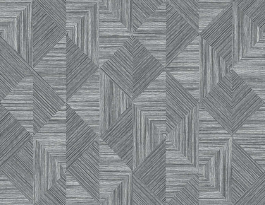 Seabrook Designs Diamond Inlay Charcoal Grass Wallpaper Sample EW11700