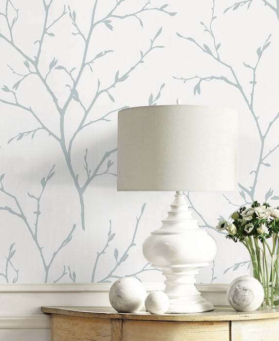 Seabrook Designs Branching Out Slate Blue Wallpaper Sample EW11802