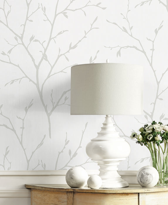 Seabrook Designs Branching Out Winter Grey Wallpaper Sample EW11808