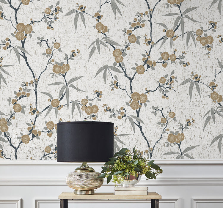 Seabrook Designs Blossom Cork Gold Chip Wallpaper EW11905