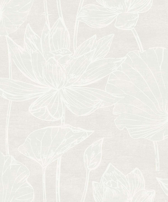 Seabrook Designs Water Lilies White Pearl Wallpaper EW12015