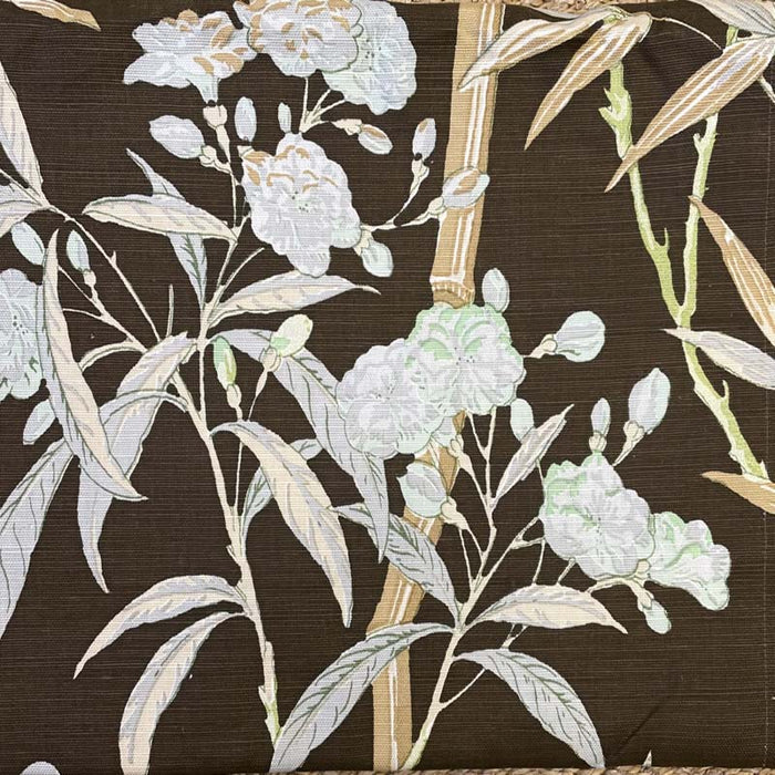 Quadrille Enchanted Garden Bamboo Multi Green Tan Fabric Sample 303810F-03