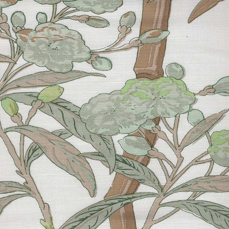 Quadrille Enchanted Garden Bamboo Multi Greens Taupe Fabric 303810F-06WLC