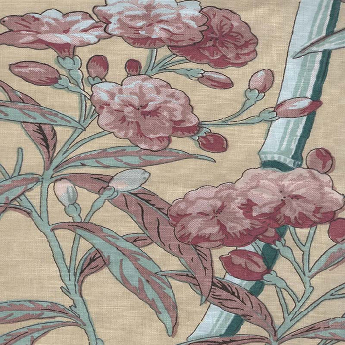 Quadrille Enchanted Garden Bamboo Multi Reds Silver Green Fabric 303810F-02