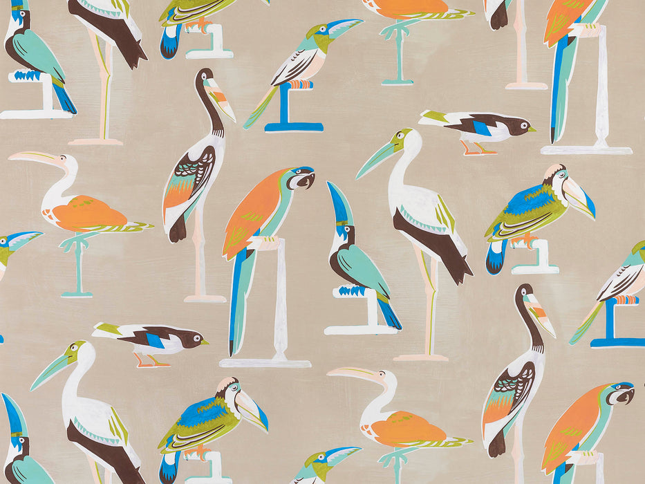 Pierre Frey Les Oiseaux Perches Sable Wallpaper FP768002