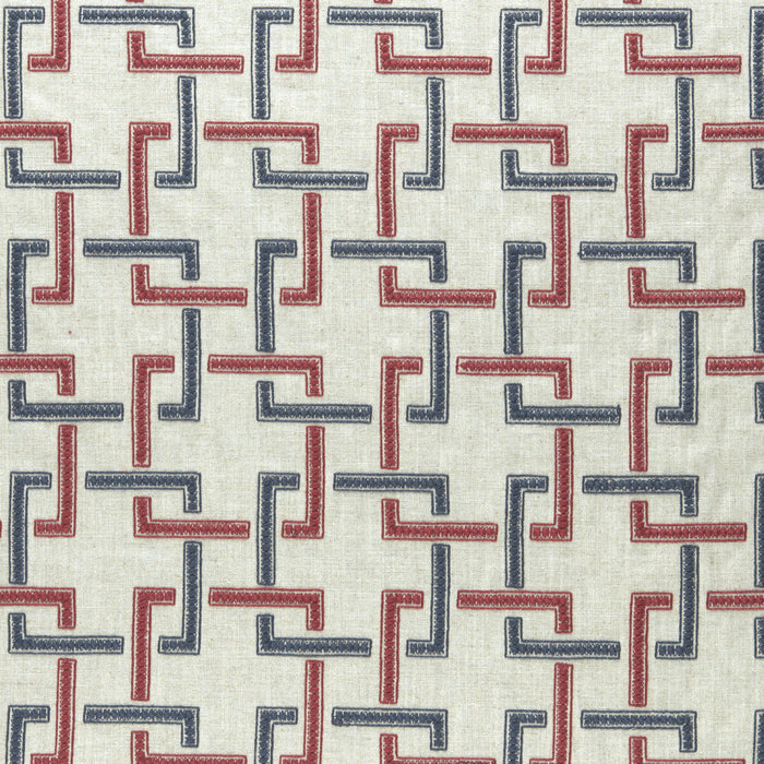 Clarke & Clarke Sekai Indigo/Red Fabric Sample F0960/03.CAC.0