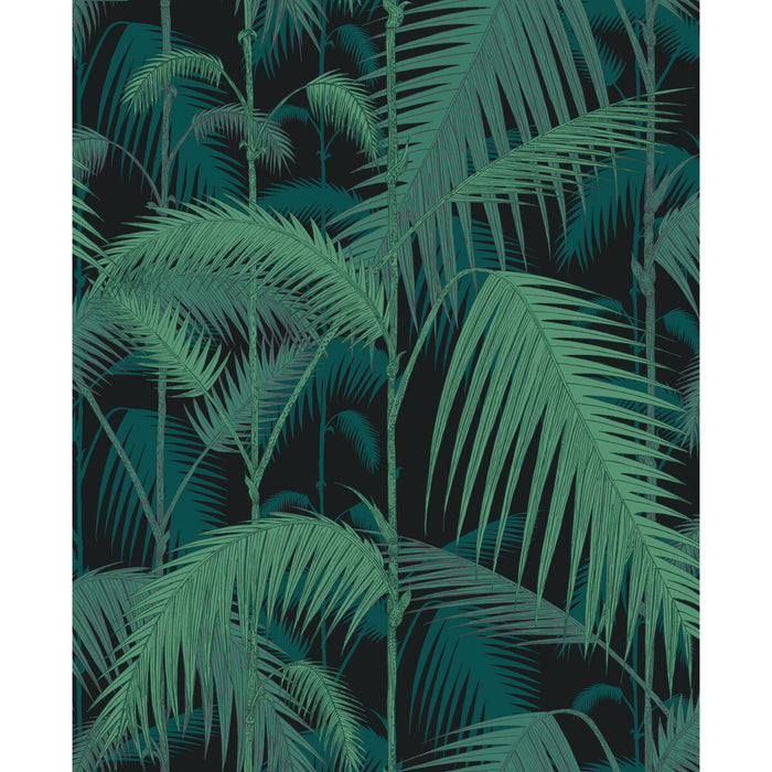 Cole & Son Palm Jungle Viri/Pet On Blk Fabric Sample F111/2004V.CS.0